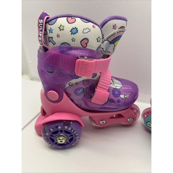 SULIFEEL Rainbow Hearts Adjustable Size XS 9-10 EU 25-28 Girl Roller Skates New - Picture 2 of 14